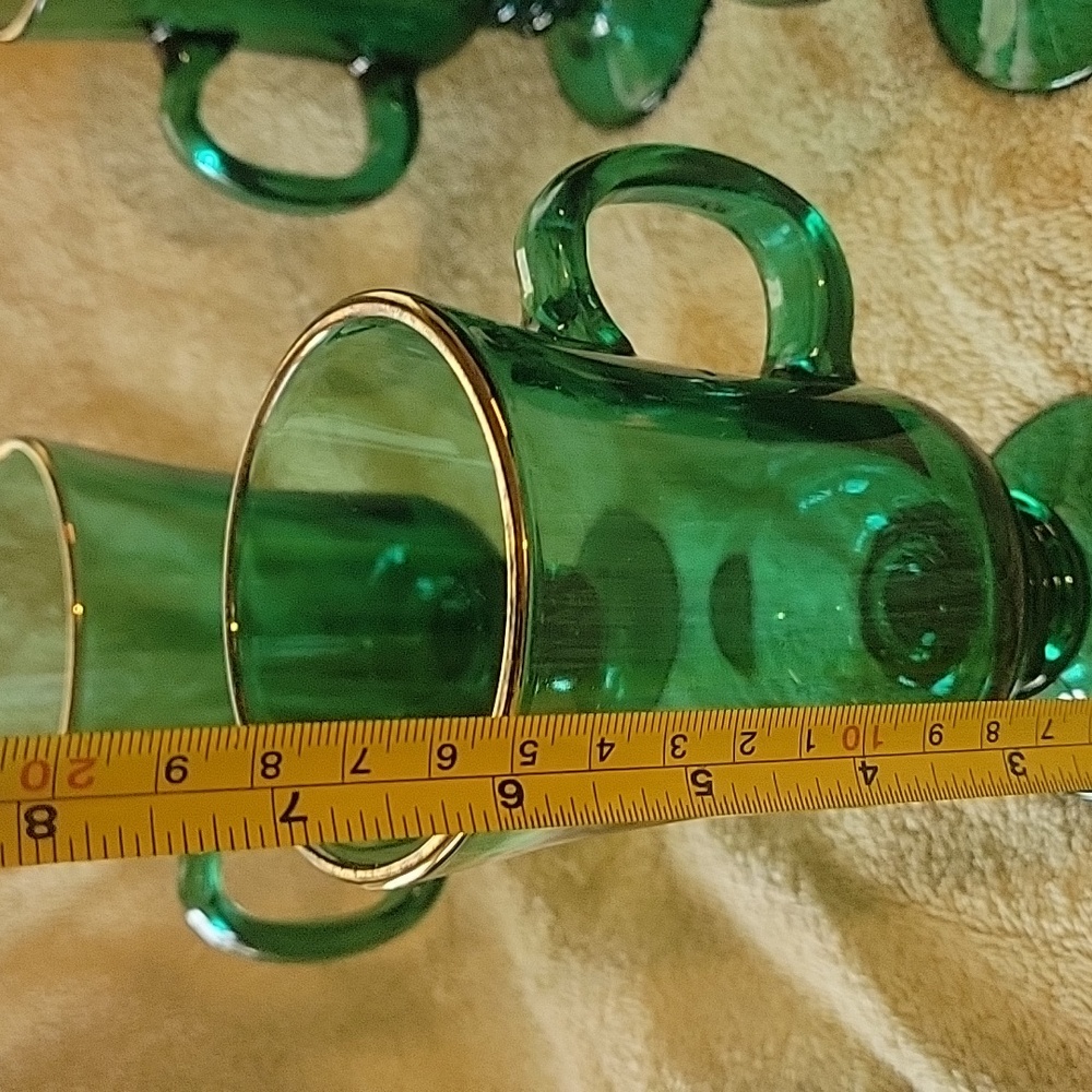 Libbey Juniper Green w/ Gold Trim Coffee 4 Mugs. Very Desirable, No Call Outs. - Picture 8 of 8